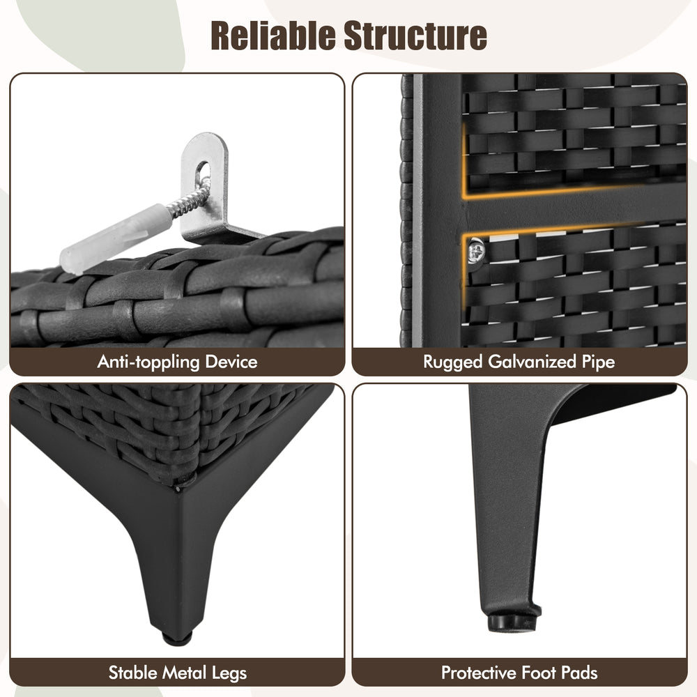 Costway Wicker Wardrobe 62" Rattan Closet with Hanging Rod New
