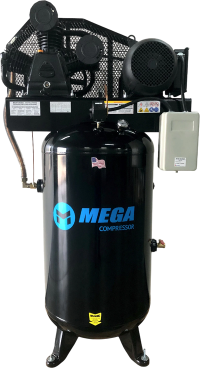 Mega Compressor MP-5080VC Electric Air Compressor 80 Gal. Vertical 5 HP 175 PSI Two Stage New