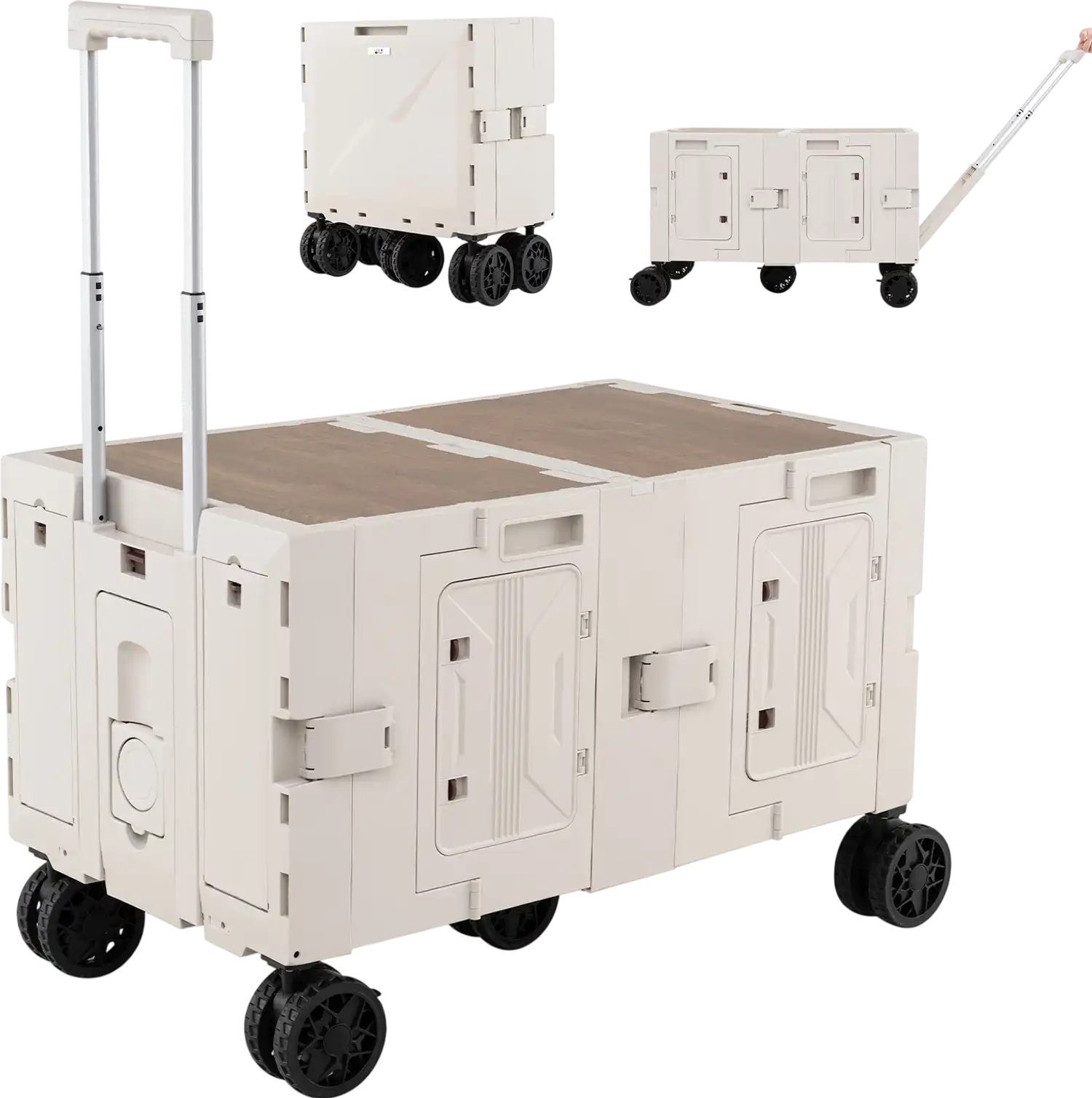 Costway Foldable Utility Cart 2-Tier Storage Crates Telescoping Handle 18206528 New