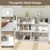Entryway shoe cabinet in white with 4-cube storage, 2 compartments, and 6 air vents for ventilation and easy.