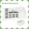 Dimensions of the Kids Bookcase with Reading Nook, featuring 6 storage cubbies and a movable drawer for versatile.