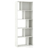 Tall 63-inch white geometric bookshelf with 10 cubes, ideal for storage and display in living room or office.