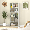 63-inch tall white geometric bookshelf featuring 10 cubes for storage and display, ideal for living room or office use.