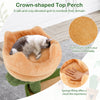 Crown-shaped top perch with warm plush for cats, part of a 63-inch cactus cat tree with sisal scratching posts.