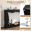Black 63-inch console table with wavy edge, featuring 2-tier storage and non-slip foot pads for entryway or hallway use.