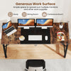 63-inch modern splice computer desk with rustic brown and black finish, ideal for home office and conference room use.