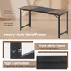 Modern 63-inch computer desk with a heavy-duty steel frame, featuring a rustic brown and black design for versatile use.