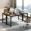 Modern 63-inch computer desk with rustic brown top and black steel frame, ideal for home or office use.