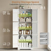 Tall white bathroom storage cabinet with 6 doors and 3 adjustable shelves for versatile organization in any space.