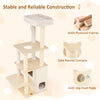 63-inch tall wooden cat tree with 2-story condo, plush padded top perch, and anti-slip foot pads for stability.