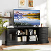 63 Inches Media Console Table with 3 Drawers and 2 Glass Shelves-Black - Gallery View 1 of 11