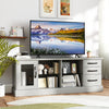63 Inches Media Console Table with 3 Drawers and 2 Glass Shelves-Gray - Gallery View 1 of 11