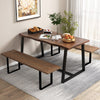 63" Large Dining Table with Wavy Edge and Heavy-duty Metal Frame-Coffee - Gallery View 1 of 10