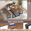 Large dining table with wavy edge, waterproof wood grain surface, and heavy-duty metal frame, suitable for 4-6 people.