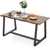 Large 63" dining table with wavy edge, heavy-duty metal frame, ideal for 4-6 people in dining or office settings.