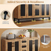 Close-up of the 63" sideboard buffet cabinet showcasing the additional central leg and anti-tipping devices for.
