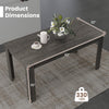 Rectangular gray dining table measuring 63"x32"x30", made of particleboard, ideal for kitchens and dining rooms.