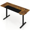 Height adjustable 63 x 24 inch computer desk in rustic brown with memory presets, ideal for ergonomic workspace setup.