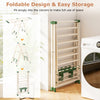 64-inch beige clothes drying rack with height adjustable wings, featuring a foldable design for easy storage and.