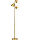 64-inch golden 3-light floor lamp with adjustable lampshades, perfect for living room or bedroom lighting.