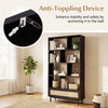 64" tall wooden bookcase with 8 open cubes and rattan drawer, featuring metal legs for stability in any room.