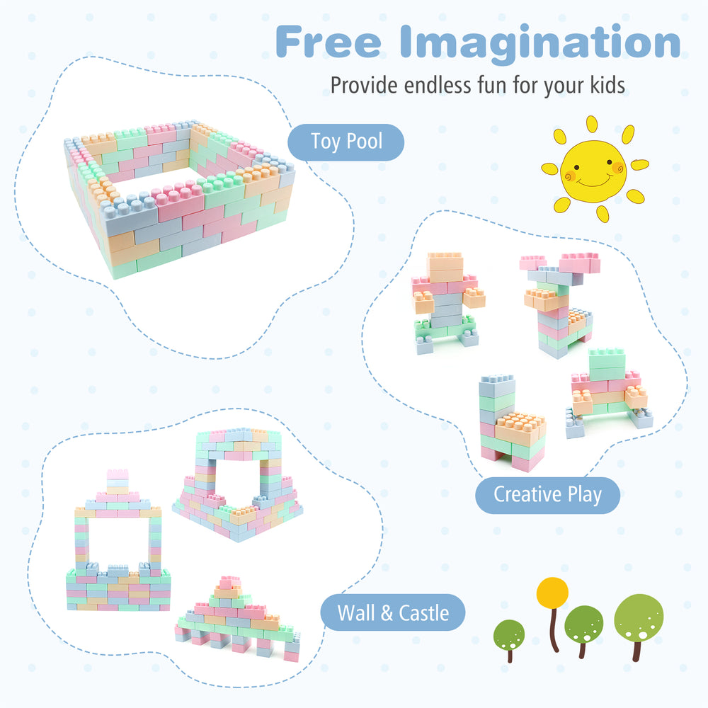 Colorful 64 pcs building blocks for toddlers, promoting creative play and fine motor skills, perfect for imaginative.