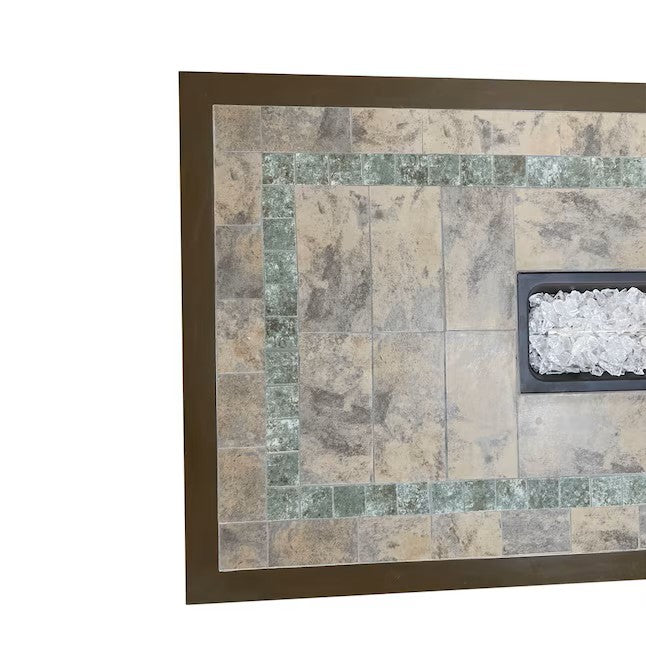 AZ Fire Pit Rectangular Bar Height Tile Top with Wind Screen Propane 50,000 BTU New