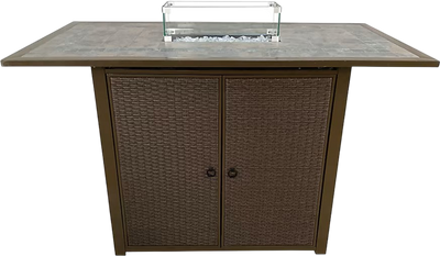 AZ Fire Pit Rectangular Bar Height Tile Top with Wind Screen Propane 50,000 BTU New