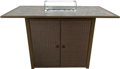AZ Fire Pit Rectangular Bar Height Tile Top with Wind Screen Propane 50,000 BTU New