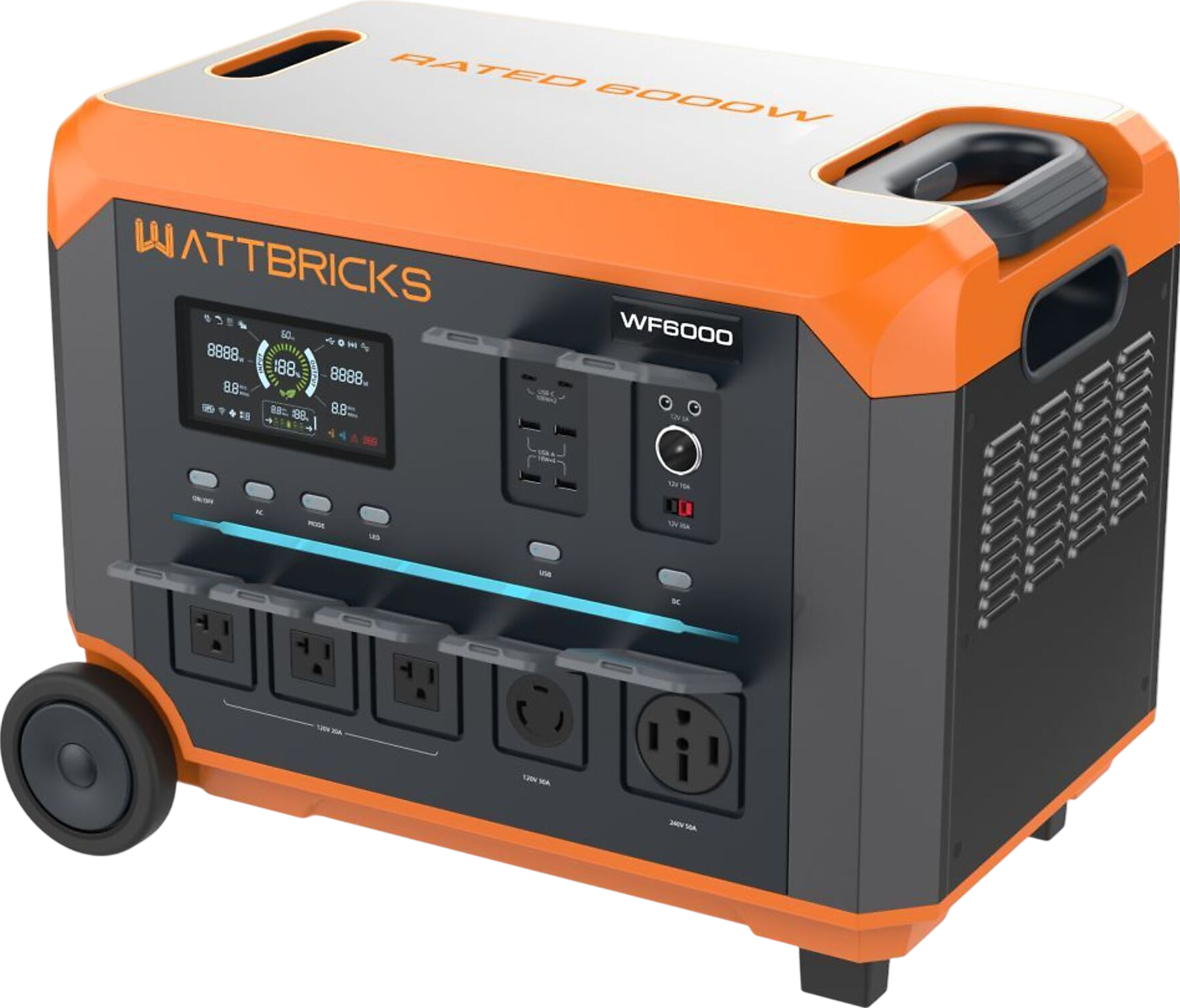 WattBricks WF6000 Portable Power Station Solar Generator 6000W Dual Phase 3100Wh New