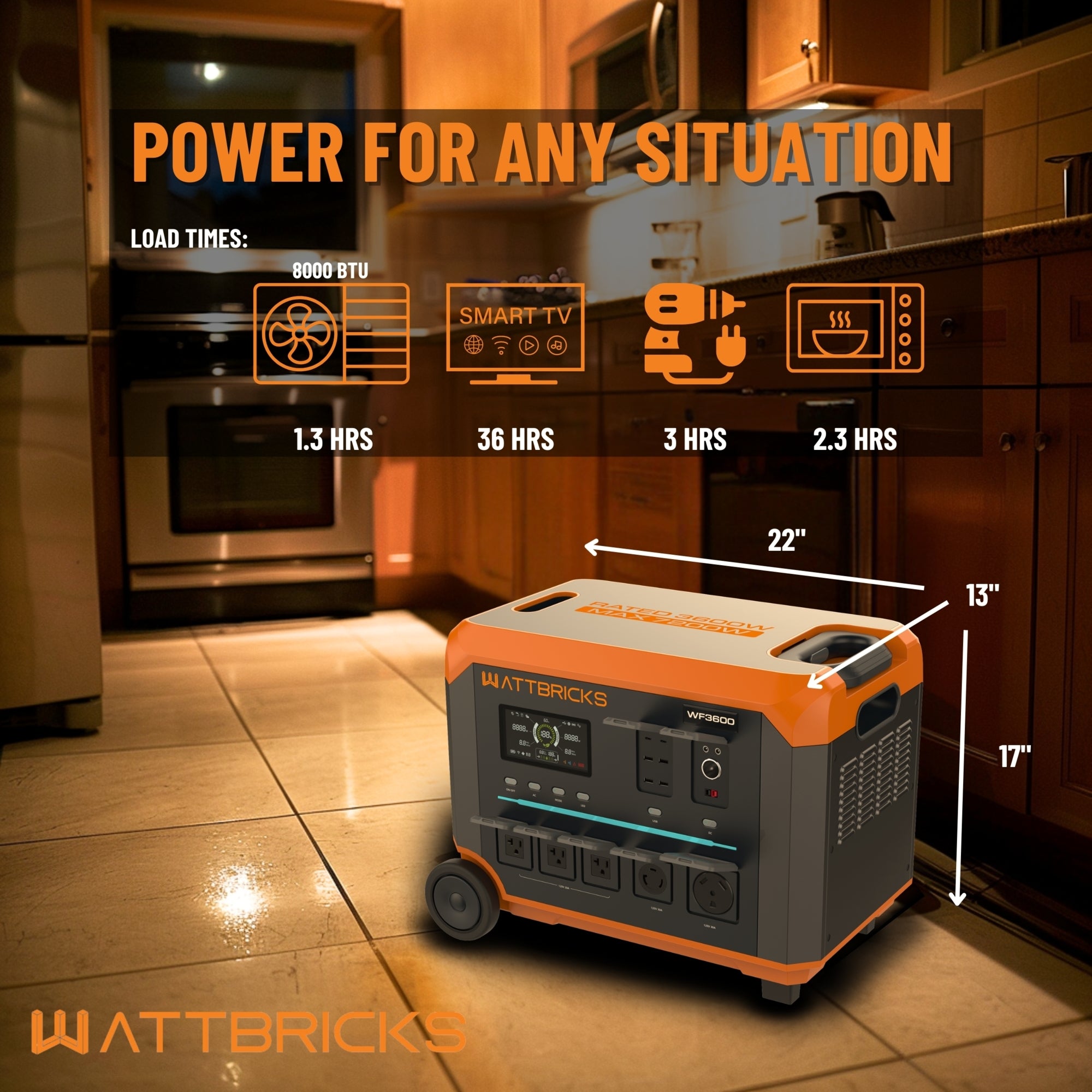 WattBricks WF3600 Portable Power Station Solar