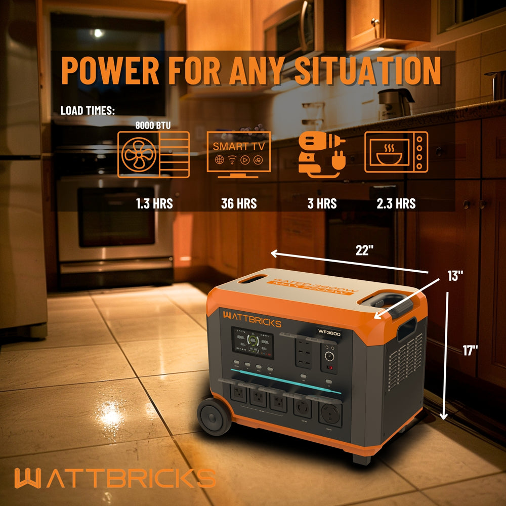 WattBricks WF3600 Portable Power Station Solar Generator 3600W 3060Wh New