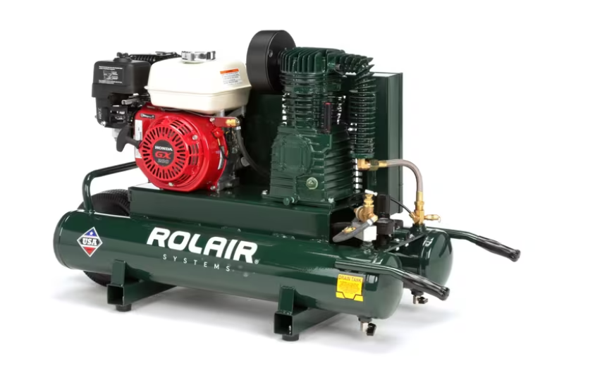 Rolair 6590HK18 Air Compressor Wheelbarrow 9 gal. Gas 6.5 HP Honda GX200 Engine Single Stage Pump Manufacturer RFB