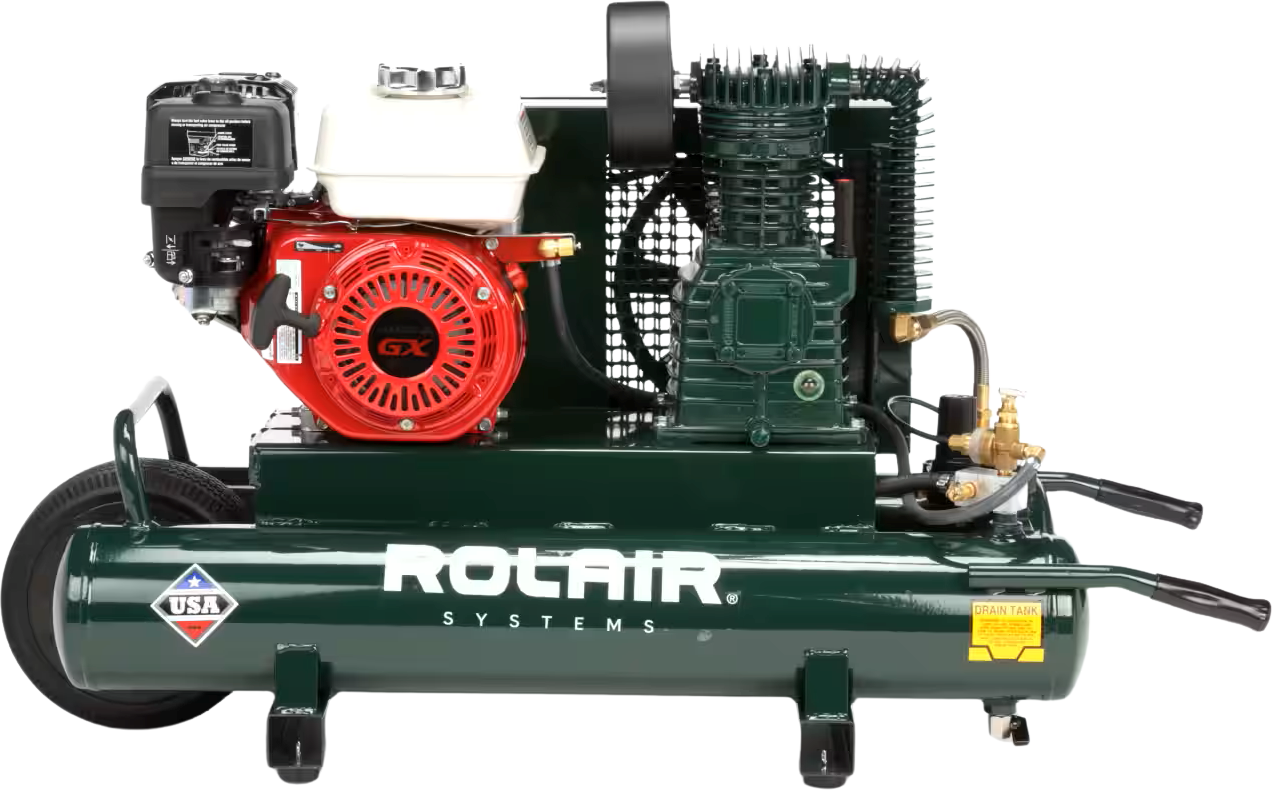 Rolair 6590HK18 Air Compressor Wheelbarrow 9 gal. Gas 6.5 HP Honda GX200 Engine Single Stage Pump Manufacturer RFB