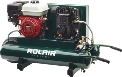 Rolair 6590HMK113 Air Compressor Wheelbarrow 9 gal. Gas 6.5 HP Honda GX200 Engine Single Stage Pump Manufacturer RFB