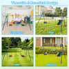 Heavy-duty carbon steel swing frame with three swings, designed for kids aged 3-10, ideal for backyard or park use.