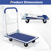 Folding platform cart dolly with a black vinyl body, 660lbs capacity, featuring a foldable handle and swivel wheels.