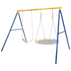 Extra-large A-shaped swing stand in yellow, made of durable steel, supports 660 lbs for two swings, ideal for outdoor.