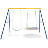 Extra-large yellow A-frame swing stand with anti-slip footpads, supporting 660 lbs for various swings in outdoor.