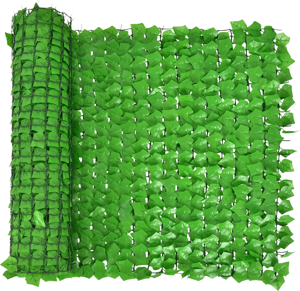 Artificial ivy privacy fence measuring 118 x 39 inches, featuring dense leaves for decoration and privacy in outdoor.