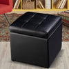 Foldable Cube Ottoman Pouffe Storage Seat-Black - Gallery View 1 of 10