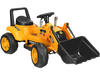 Kids ride-on excavator digger in yellow with realistic lifting arms, designed for indoor and outdoor fun on various.