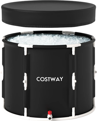Costway 66 Gal Foldable Ice Bath Tub with Lid Adult 387456192 New