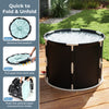 66 Gal foldable ice bath tub with lid, showcasing easy setup steps and sturdy design for effective muscle recovery.