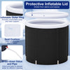 66 Gal outdoor ice plunge tub with protective inflatable lid, seat cushion, and drain valve for easy cleaning and.