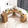 66 Inch L-Shaped Computer Desk-Oak - Gallery View 1 of 10