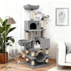 66 Inch Tall Cat Tree Multi-Level Cat Tower with 2 Condos Sisal Scratching Posts-Light Gray - Gallery View 1 of 10