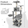 Multi-level cat tree with 2 condos, sisal scratching posts, and plush perches in light gray, ideal for multi-cat.