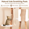 Natural jute scratching posts on a 66-inch tall solid wood cat tree, perfect for scratching and playful lounging.