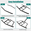 Driveway drag tow behind landscape leveling rake assembly steps, featuring reinforced bars and black powder-coated.